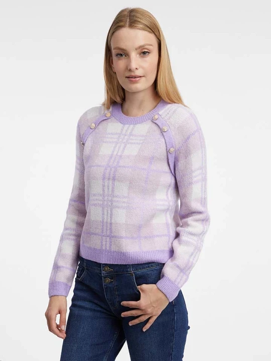 Zdjęcie produktu orsay Sweter w kolorze lawendowo-białym rozmiar: XL