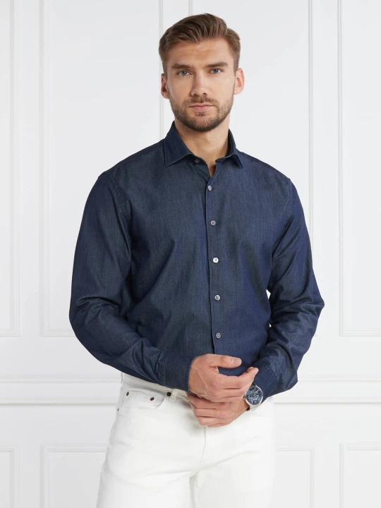 Zdjęcie produktu Oscar Jacobson Koszula Cut Away Washed DENIM | Regular Fit granatowy