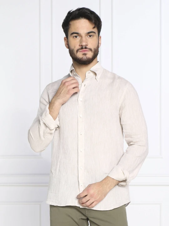 Zdjęcie produktu Oscar Jacobson Lniana koszula Harry 3 | Slim Fit brązowy