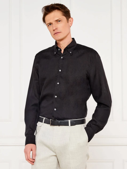 Zdjęcie produktu Oscar Jacobson Lniana koszula | Regular Fit czarny