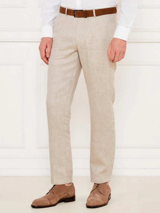 Zdjęcie produktu Oscar Jacobson Lniane spodnie Denz | Slim Fit beżowy