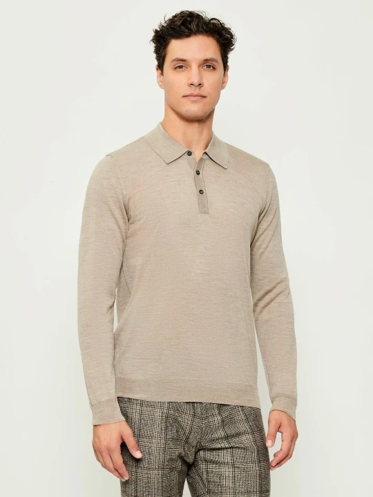 Zdjęcie produktu Oscar Jacobson Wełniane polo Melvin | Regular Fit beżowy
