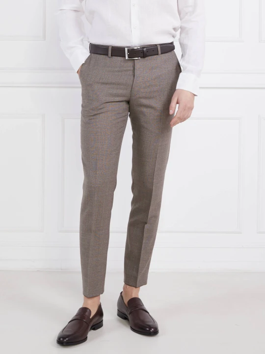 Zdjęcie produktu Oscar Jacobson Wełniane spodnie Denz | Slim Fit brązowy