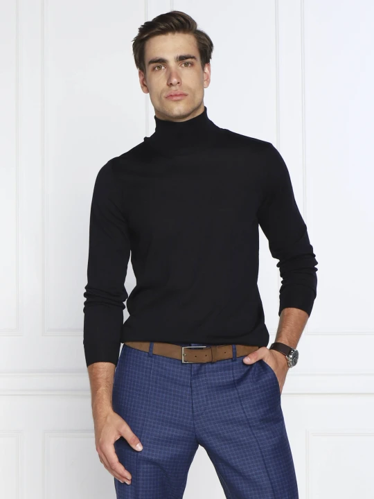 Zdjęcie produktu Oscar Jacobson Wełniany golf Cole Rollneck | Regular Fit granatowy