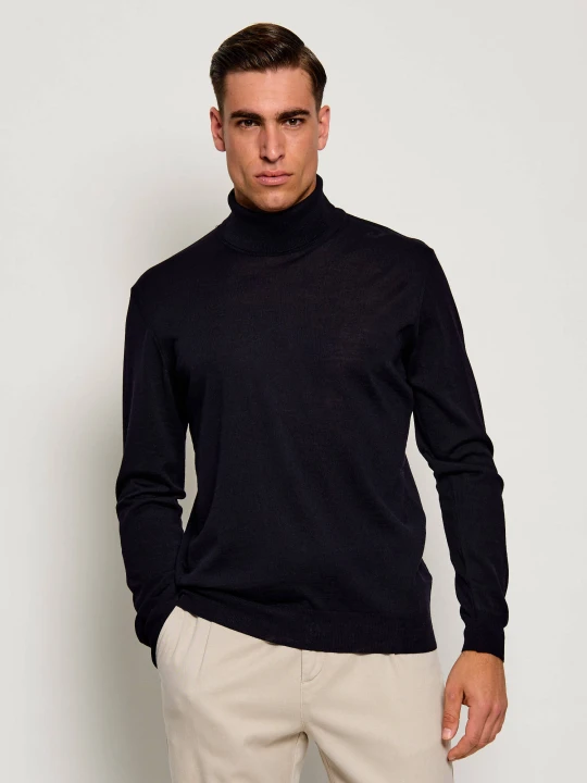 Zdjęcie produktu Oscar Jacobson Wełniany golf Marcel | Regular Fit granatowy