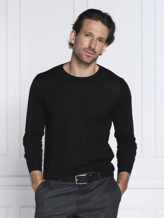Zdjęcie produktu Oscar Jacobson Wełniany sweter Custer | Slim Fit czarny