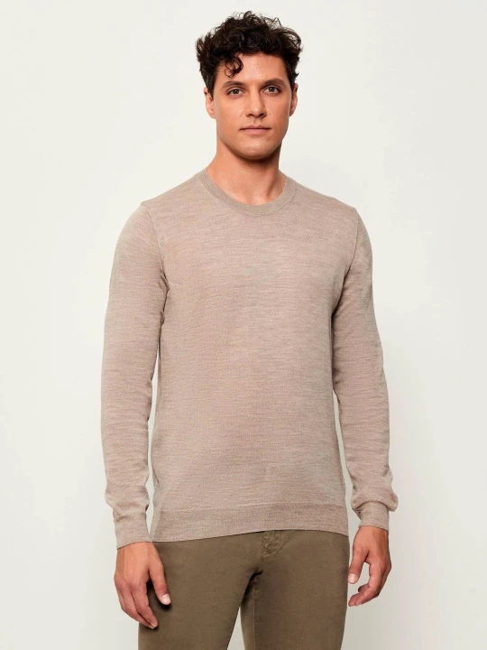 Zdjęcie produktu Oscar Jacobson Wełniany sweter Miguel | Regular Fit beżowy