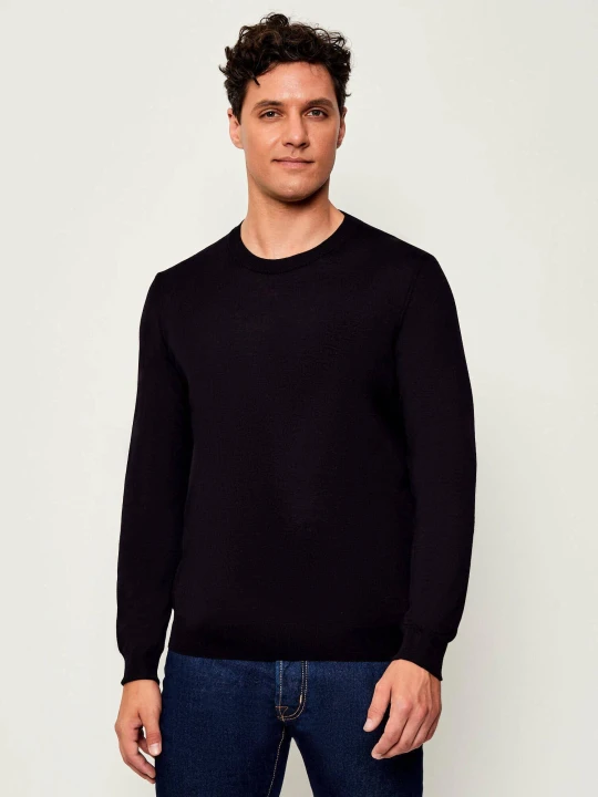 Zdjęcie produktu Oscar Jacobson Wełniany sweter Miguel | Regular Fit granatowy