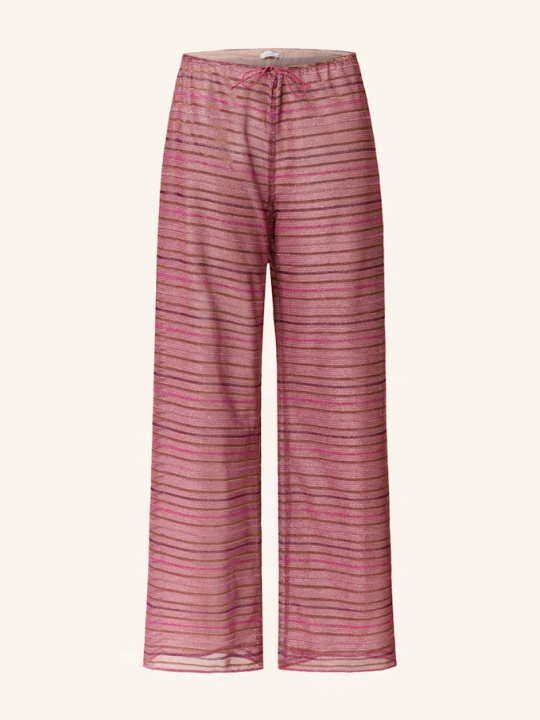 Zdjęcie produktu Oséree Spodnie Marlena Shiny Stripes Z Błyszczącą Przędzą rosa