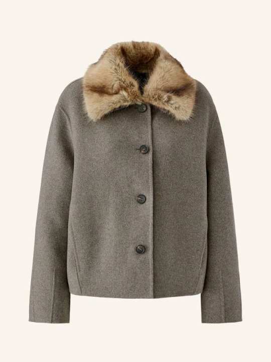 Zdjęcie produktu Oui Kurtka Z Odpinanym Kołnierzem Ze Sztucznego Futra beige