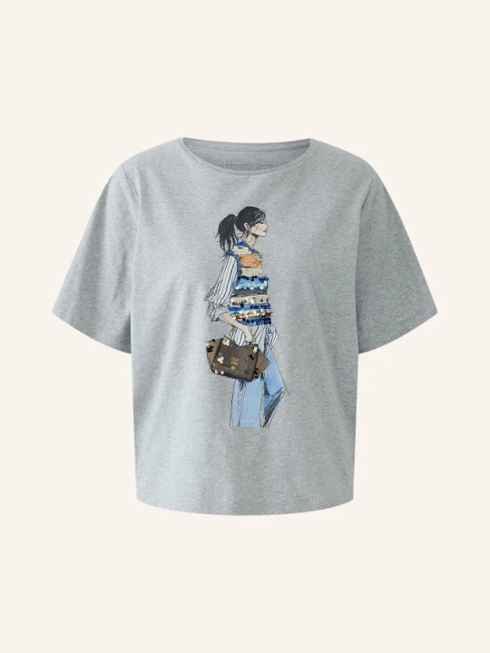 Zdjęcie produktu Oui T-Shirt Z Cekinami grau szary