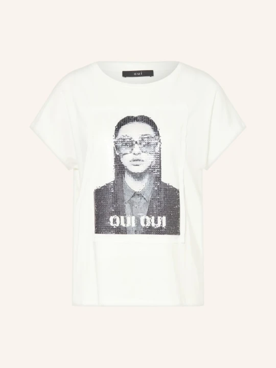 Zdjęcie produktu Oui T-Shirt Z Cekinami weiss BIAŁY