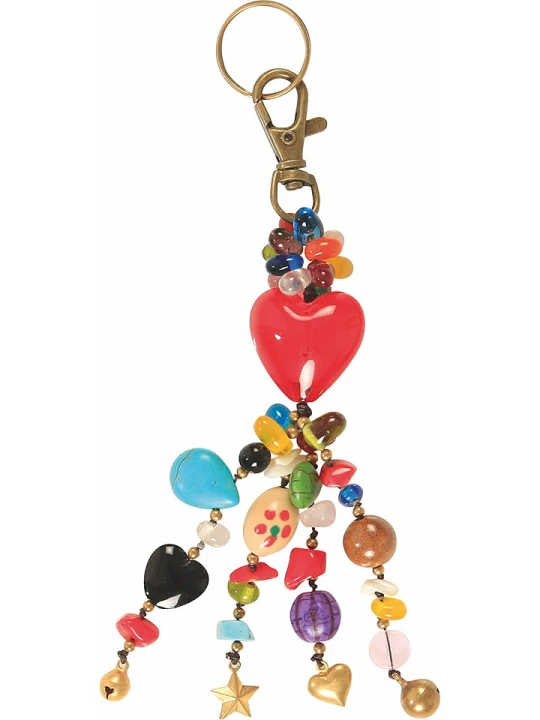 Zdjęcie produktu Overbeck and Friends Brelok "Heart" w kolorze czerwonym ze wzorem - dł. 18 cm rozmiar: onesize