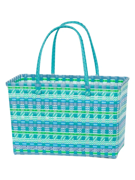 Zdjęcie produktu Overbeck and Friends Shopper bag "Malte" w kolorze błękitno-turkusowym - 43 x 28 x 23 cm rozmiar: onesize