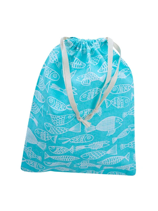 Zdjęcie produktu Overbeck and Friends Worek "Crazy Fish" w kolorze turkusowym - 27 x 37 cm rozmiar: onesize