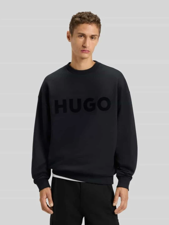 Zdjęcie produktu Oversize bluza z czystej bawełny model 'DINEX' Hugo Czarny