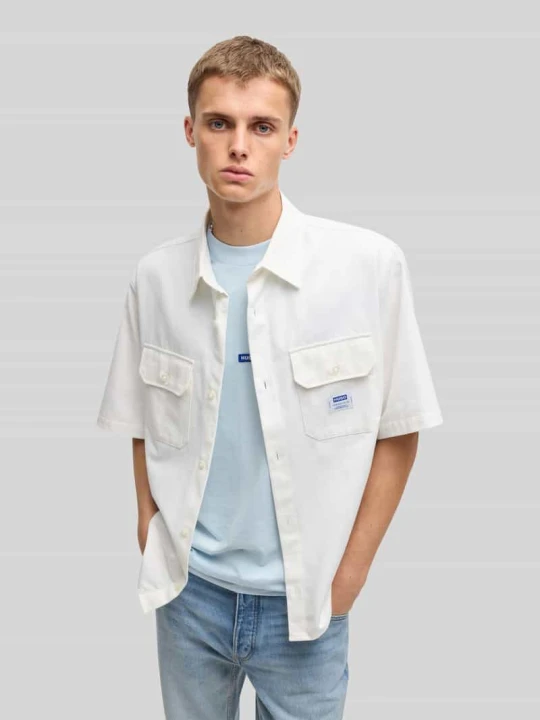 Zdjęcie produktu Oversize koszula casual z czystej bawełny model 'Ekyno' Hugo Biały