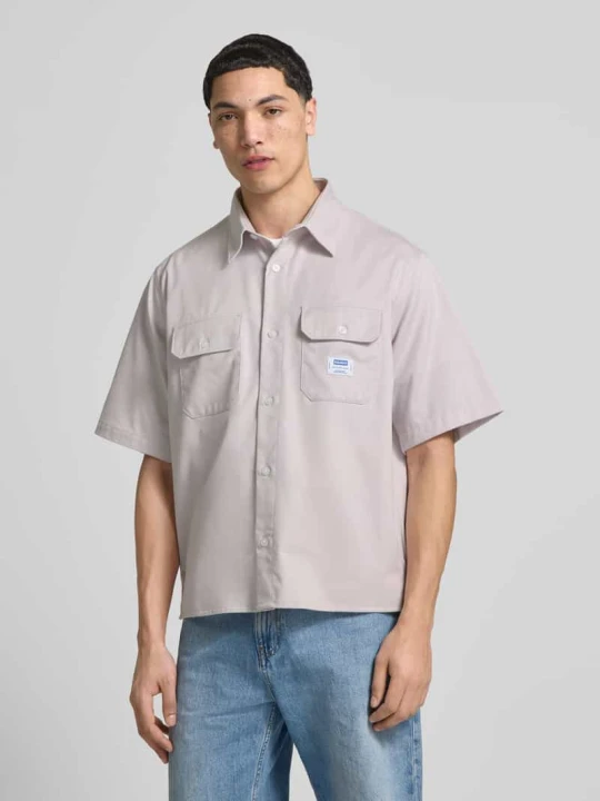 Zdjęcie produktu Oversize koszula casual z czystej bawełny model 'Ekyno' Hugo Jasnofioletowy