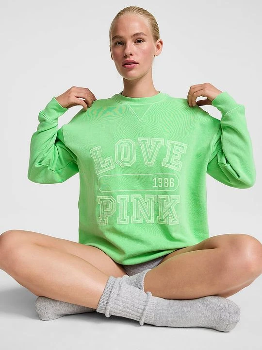 Zdjęcie produktu Oversize’owa bluza z okrągłym dekoltem Campus Fleece Victoria's Secret Zielony