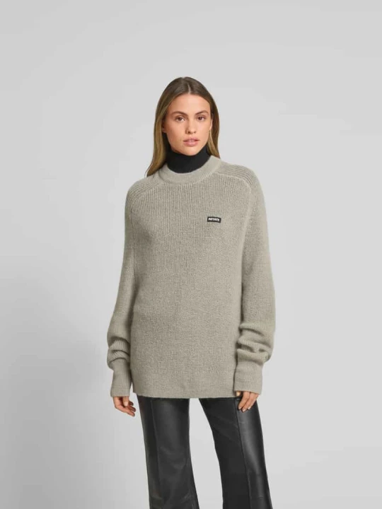 Zdjęcie produktu Oversize’owy sweter z wełny o dzianinowym wyglądzie ROTATE Średnioszary