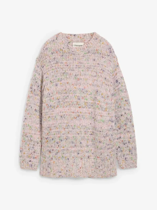 Zdjęcie produktu Oversize’owy sweter z włóczki bouclé BonPrix różowy