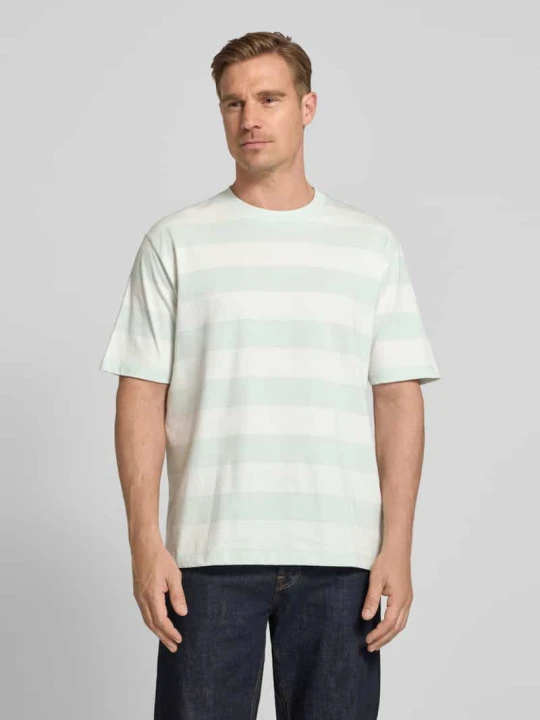 Zdjęcie produktu Oversize’owy T-shirt w paski z okrągłym dekoltem lindbergh Miętowy