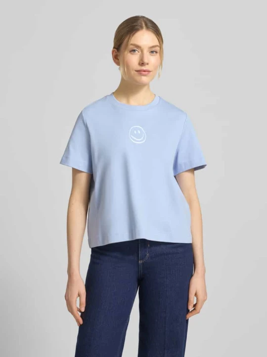 Zdjęcie produktu Oversize’owy T-shirt z czystej bawełny model 'SARA METTE' Vero Moda Jasnoniebieski