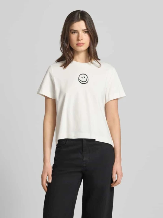 Zdjęcie produktu Oversize’owy T-shirt z czystej bawełny model 'SARA METTE' Vero Moda Biały