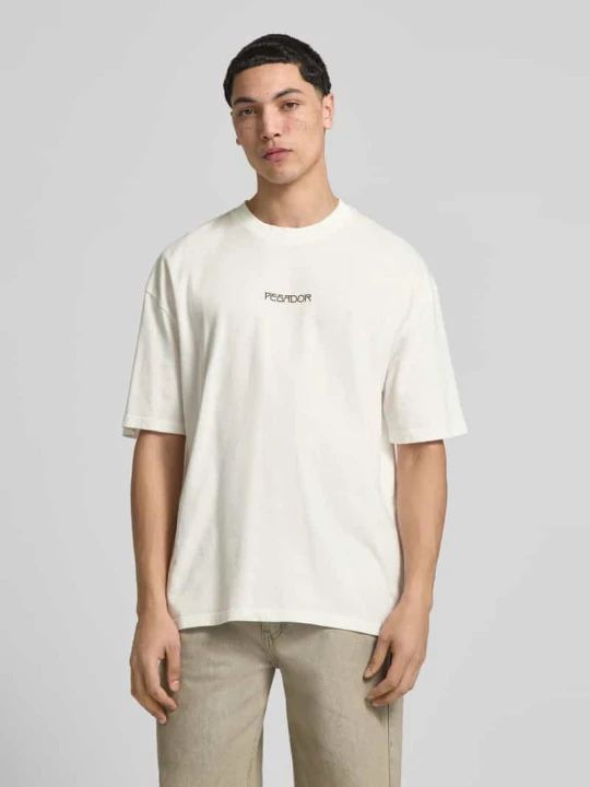 Zdjęcie produktu Oversize T-shirt z bawełny model 'Stavoren' Pegador Złamany biały