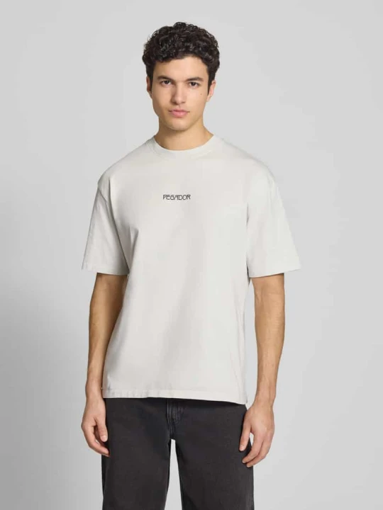 Zdjęcie produktu Oversize T-shirt z bawełny model 'Stavoren' Pegador Jasnoszary