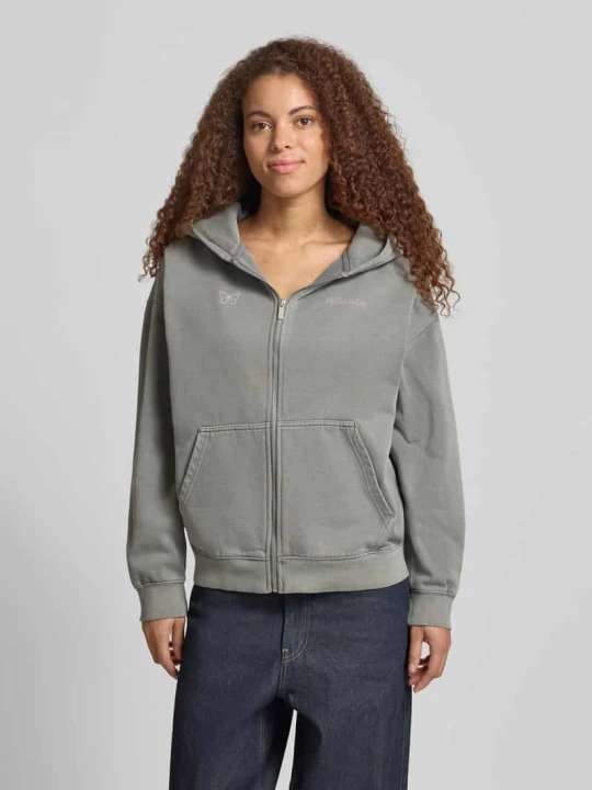 Zdjęcie produktu Oversized bluza rozpinana z kieszeń kangurka model 'NIVELLES' Pegador Ciemnoszary melanż