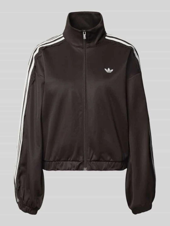Zdjęcie produktu oversized bluza rozpinana z mieszanka bawełny model 'LACE OVERSIZED' adidas Originals Ciemnobrązowy