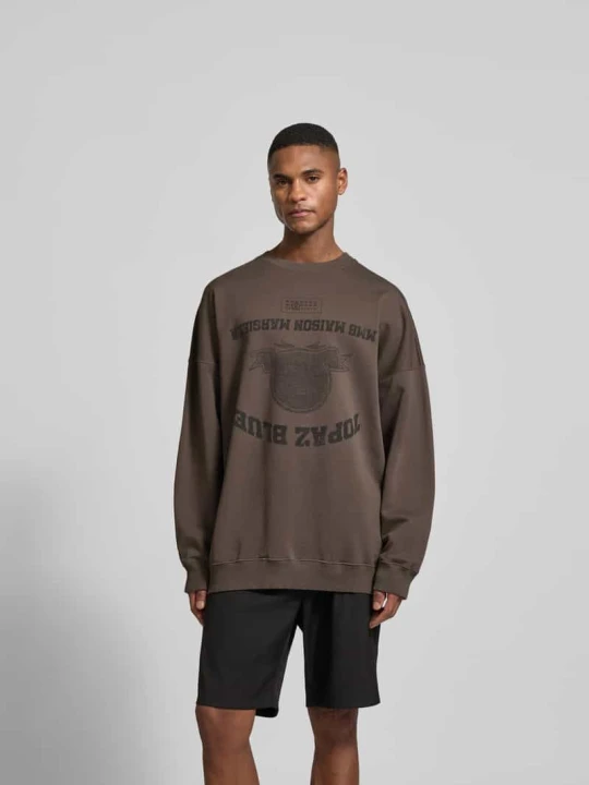 Zdjęcie produktu Oversized Bluza z Nadruk z logo MM6 Maison Margiela Jasnobrązowy
