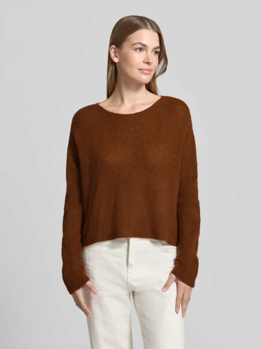 Zdjęcie produktu Oversized sweter wełniany z mieszanka wełny z alpaki Drykorn Orzechowy