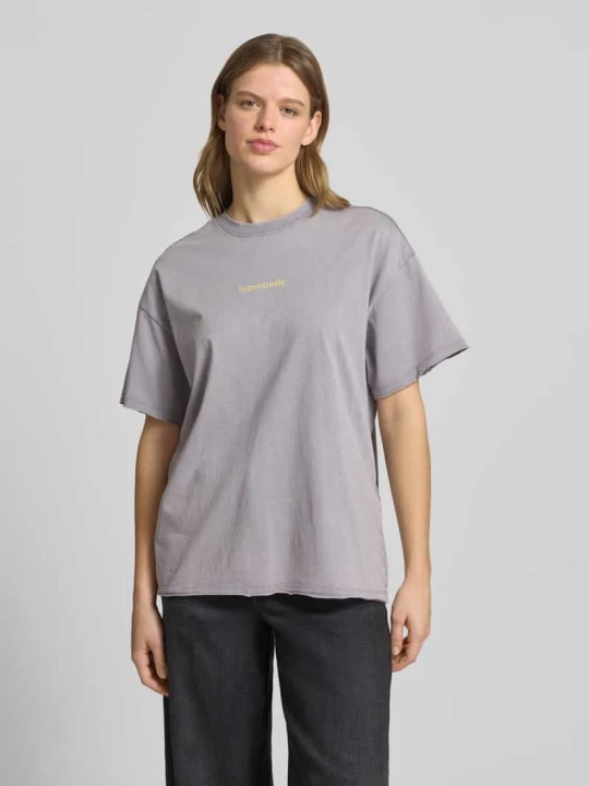 Zdjęcie produktu Oversized T-shirt z bawełny ekologicznej Model 'KINNA LIFE' Only Jasnoszary