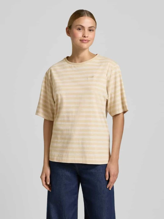 Zdjęcie produktu Oversized t-shirt z czystej bawełny model 'C_EREGULAR_STRIPE' Boss Piaskowy