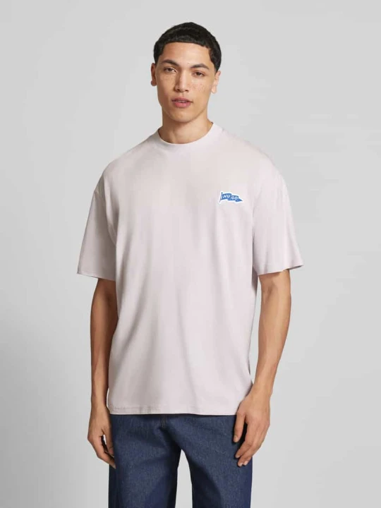 Zdjęcie produktu Oversized t-shirt z czystej bawełny model 'Nohatio' Hugo Jasnofioletowy