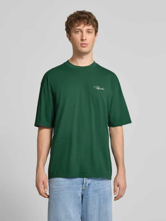 Zdjęcie produktu Oversized t-shirt z czystej bawełny model 'Pike' Pegador Ciemnozielony