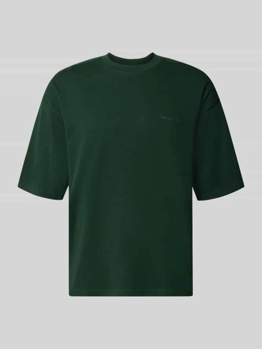 Zdjęcie produktu Oversized t-shirt z czystej bawełny REVIEW Ciemnozielony