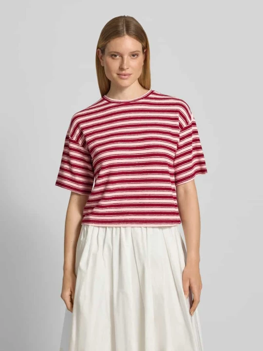 Zdjęcie produktu Oversized t-shirt z fakturowanym wzorem model 'Cessalia' MSCH Copenhagen Ciemnoczerwony