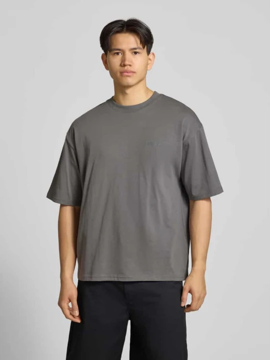 Zdjęcie produktu Oversized T-shirt z logo i okrągłym dekoltem REVIEW Ciemnoszary