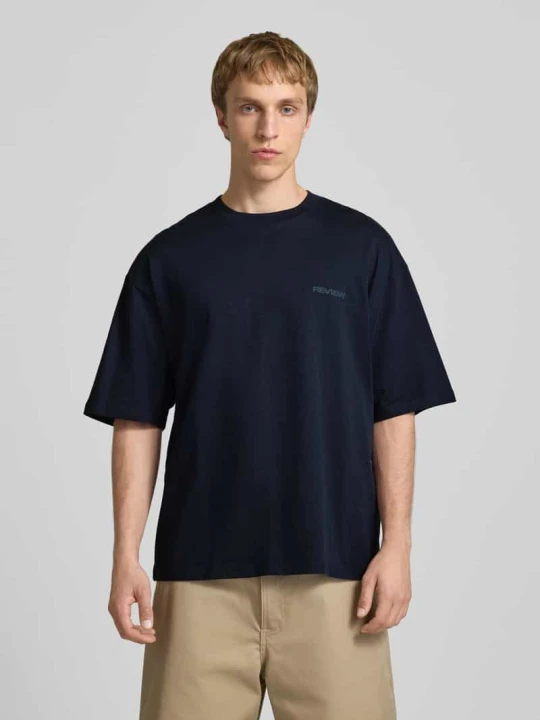 Zdjęcie produktu Oversized t-shirt z logo REVIEW Granatowy