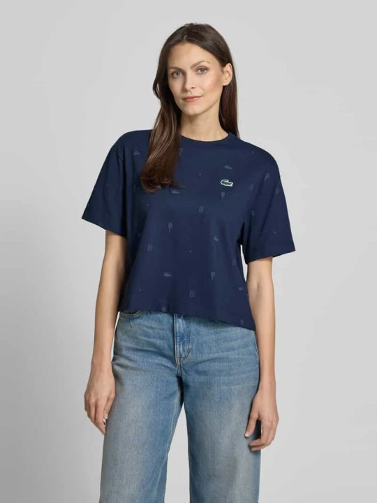 Zdjęcie produktu Oversized T-shirt z Mieszanka bawełny Lacoste Ciemnoniebieski