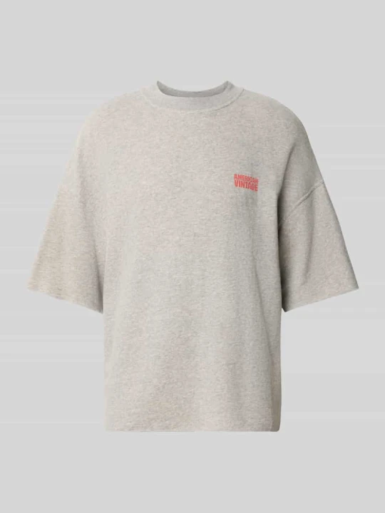 Zdjęcie produktu oversized t-shirt z mieszanki bawełny American Vintage Jasnoszary melanż