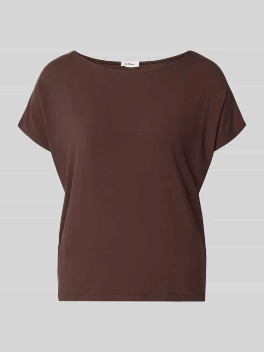 Zdjęcie produktu Oversized t-shirt z mieszanki wiskozy s.Oliver Ciemnobrązowy