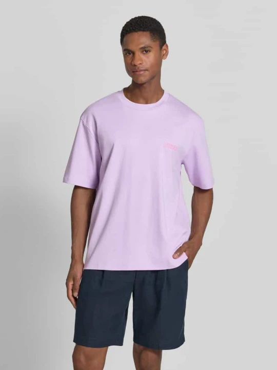Zdjęcie produktu Oversized t-shirt z nadrukiem z logo lindbergh Lawendowy