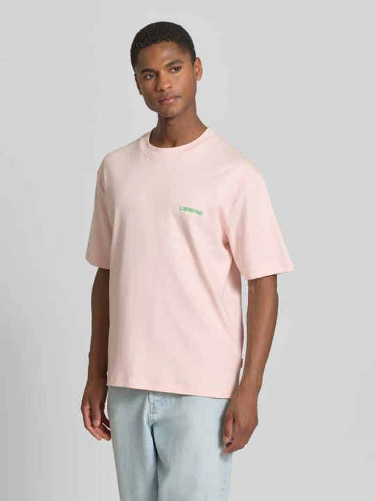 Zdjęcie produktu Oversized t-shirt z nadrukiem z logo lindbergh Jasnoróżowy