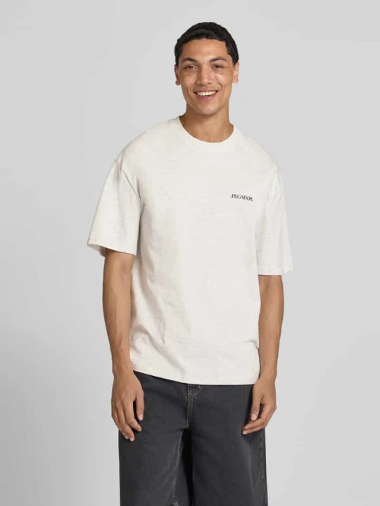 Zdjęcie produktu Oversized t-shirt z nadrukiem z logo model 'Miles' Pegador Jasnoszary melanż