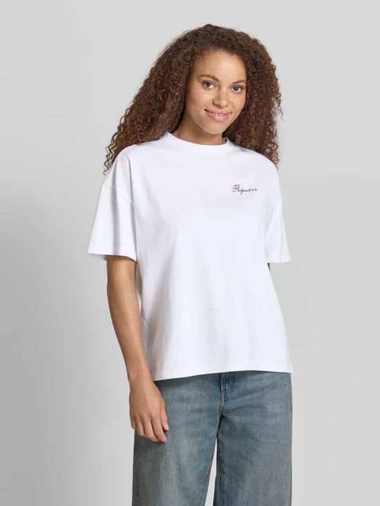 Zdjęcie produktu Oversized t-shirt z nadrukiem z logo Pegador Złamany biały