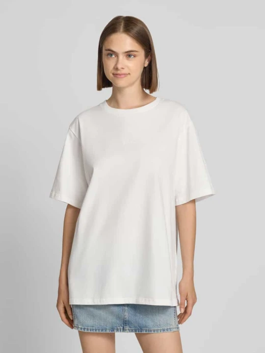 Zdjęcie produktu Oversized t-shirt z okrągłym dekoltem model 'Midsummer' Oh April Biały